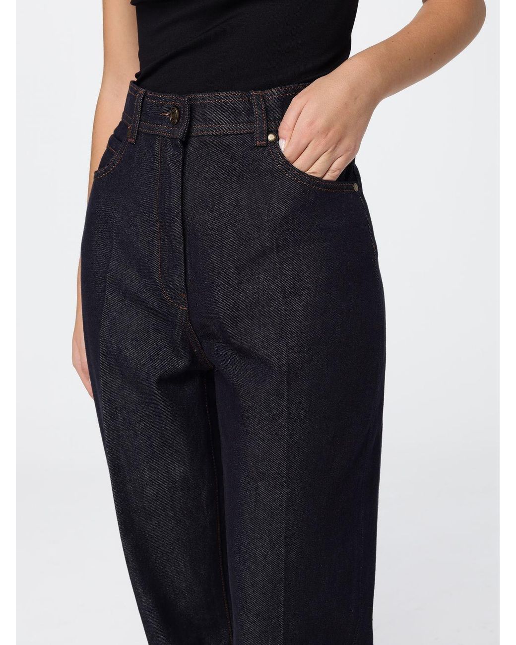 Max Mara Blue High-Waisted Straight Jeans