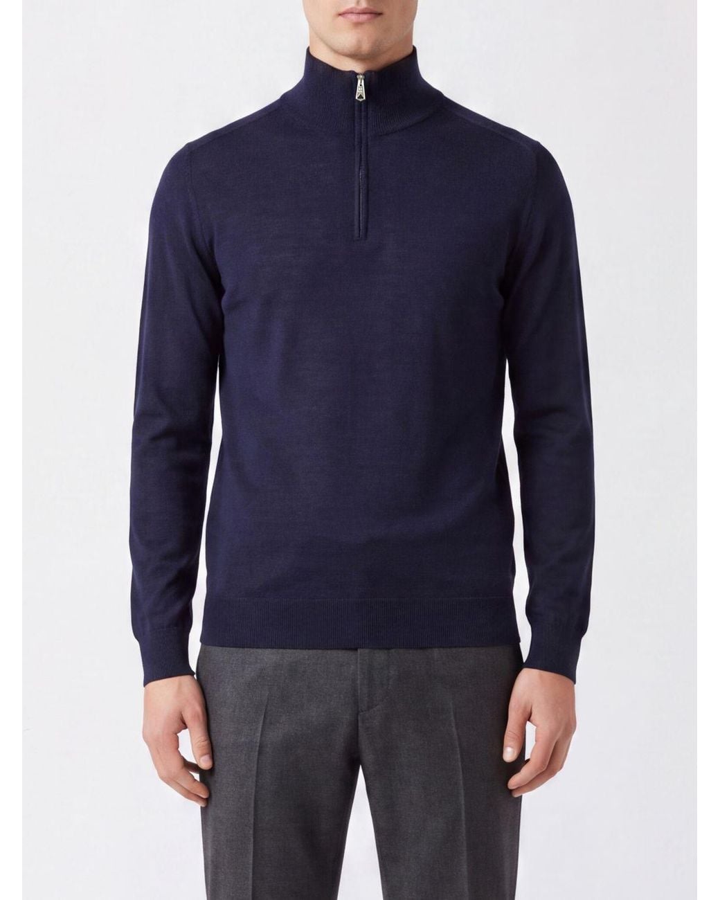 Paul Smith Blue Pure Merino Wool Half-Zip Turtleneck Jumper for men