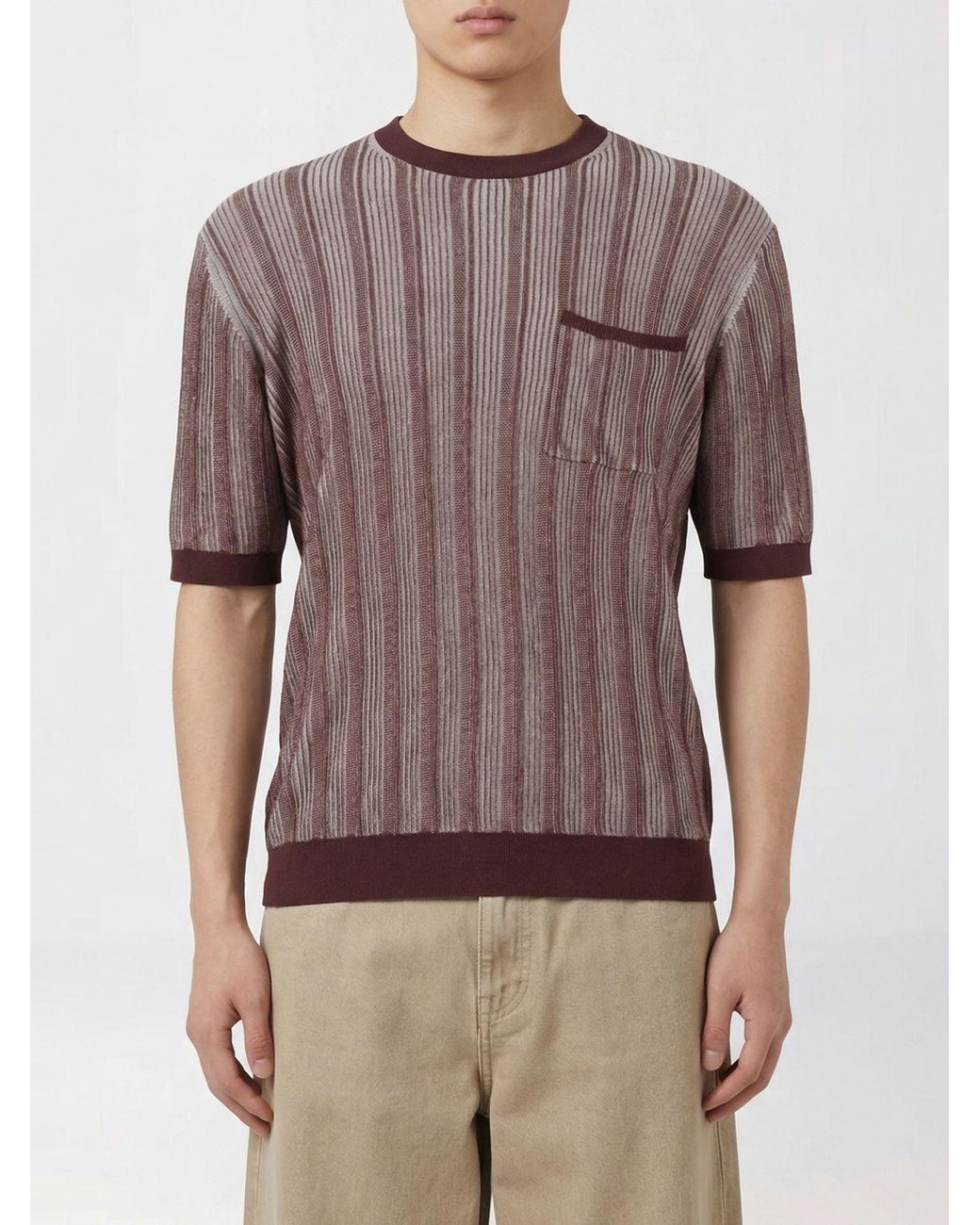 Ballantyne Brown Striped Cotton Sweater for men