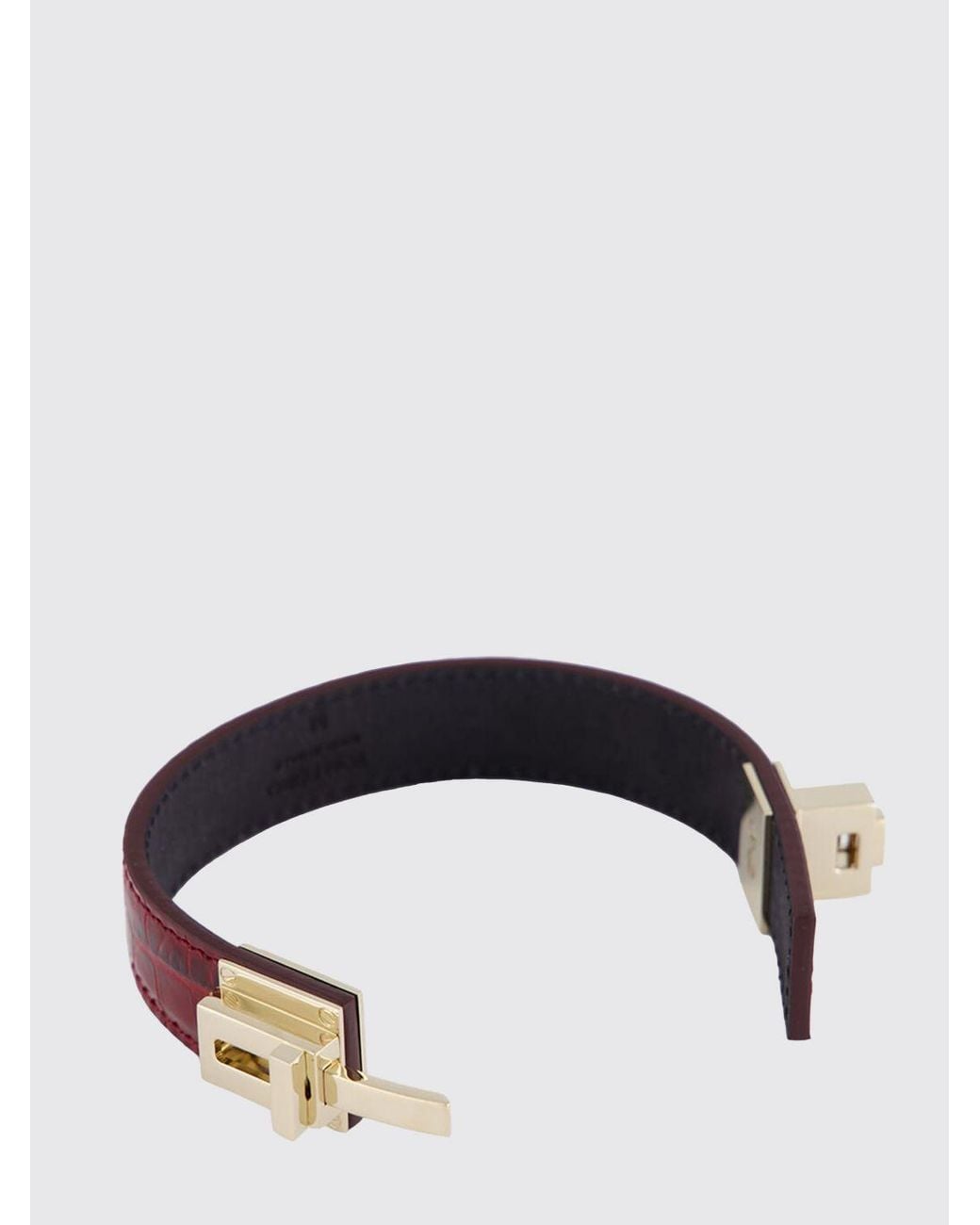 Tom Ford Multicolor Crocodile Print Calfskin And Brass Bracelet
