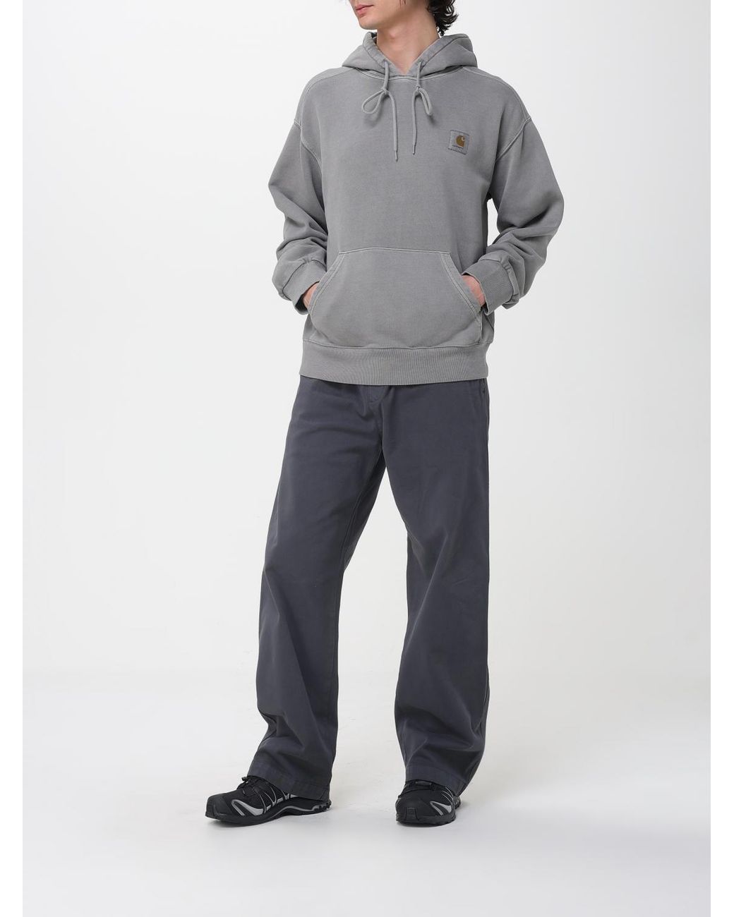 Carhartt Gray Cotton Logo Hoodie for men
