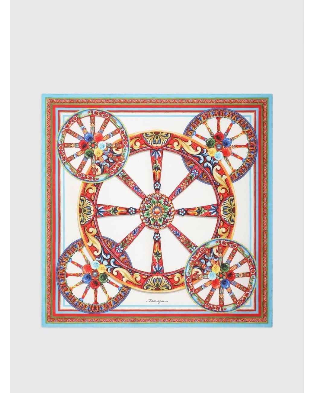 Dolce & Gabbana Multicolor Dolce &Amp Gabbana Silk Foulard With Traditional Carretto Siciliano Print