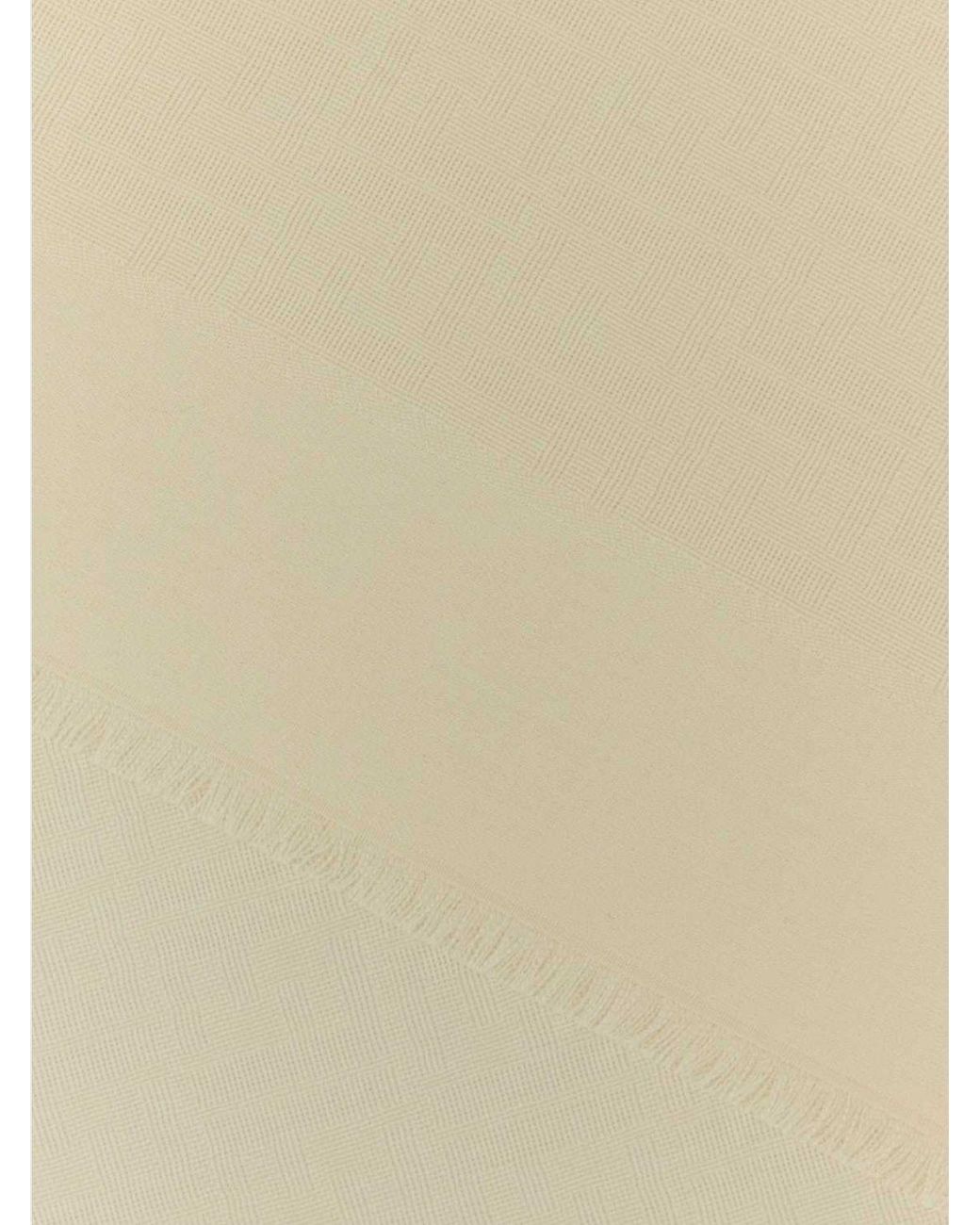 Fendi Natural Ff Monogram Jacquard Wool, Silk And Cashmere Blend Scarf