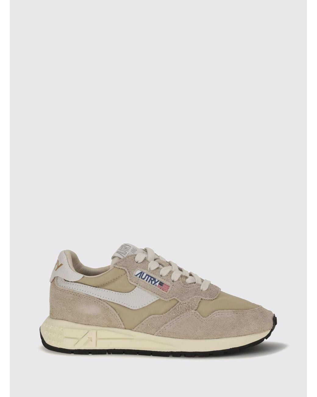 Autry White Reelwind Nylon And Suede Sneakers With Serrated Sole