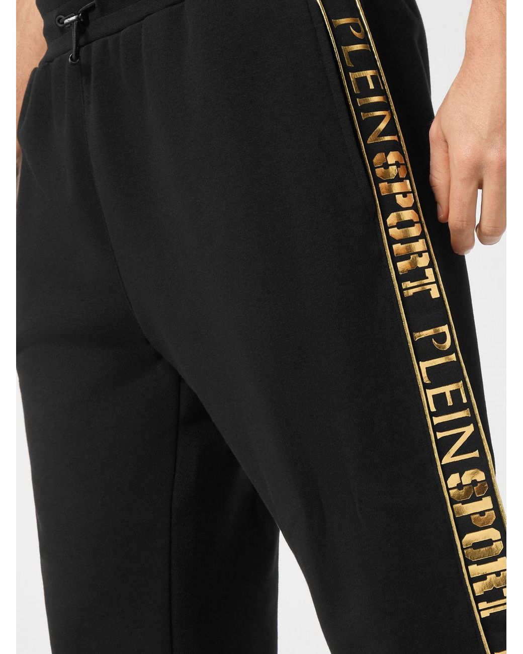 Philipp Plein Black Jersey Jogging Trousers With Drawstring And Printed Logo for men