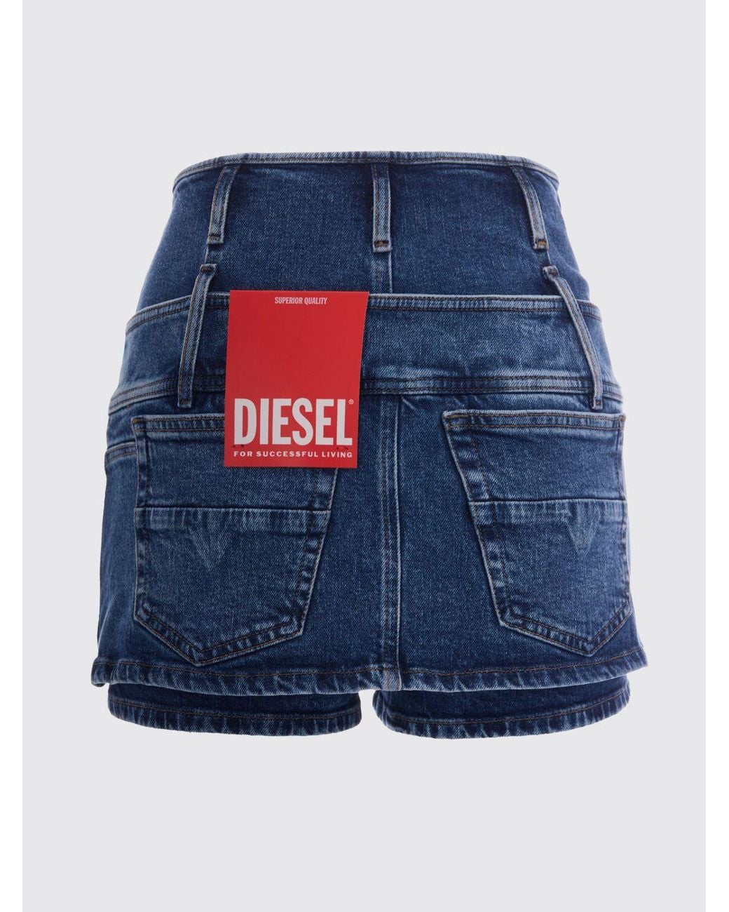 DIESEL Blue De-Coriva-S High-Waisted Cotton Mini Skirt With Patch Pockets