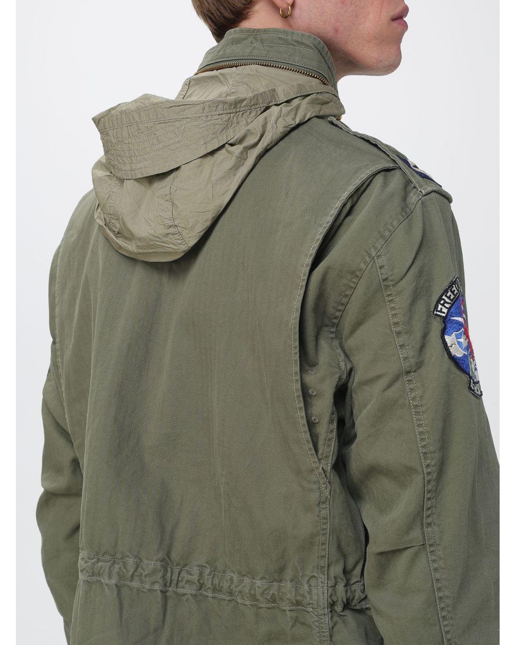Polo Ralph Lauren Green Cotton Military Utility Jacket With Drawstring for men