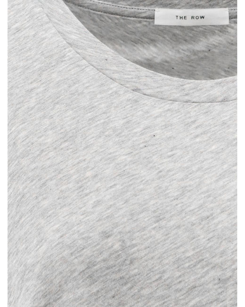 The Row Gray 100% Cotton Crewneck T-Shirt With Dropped Shoulders