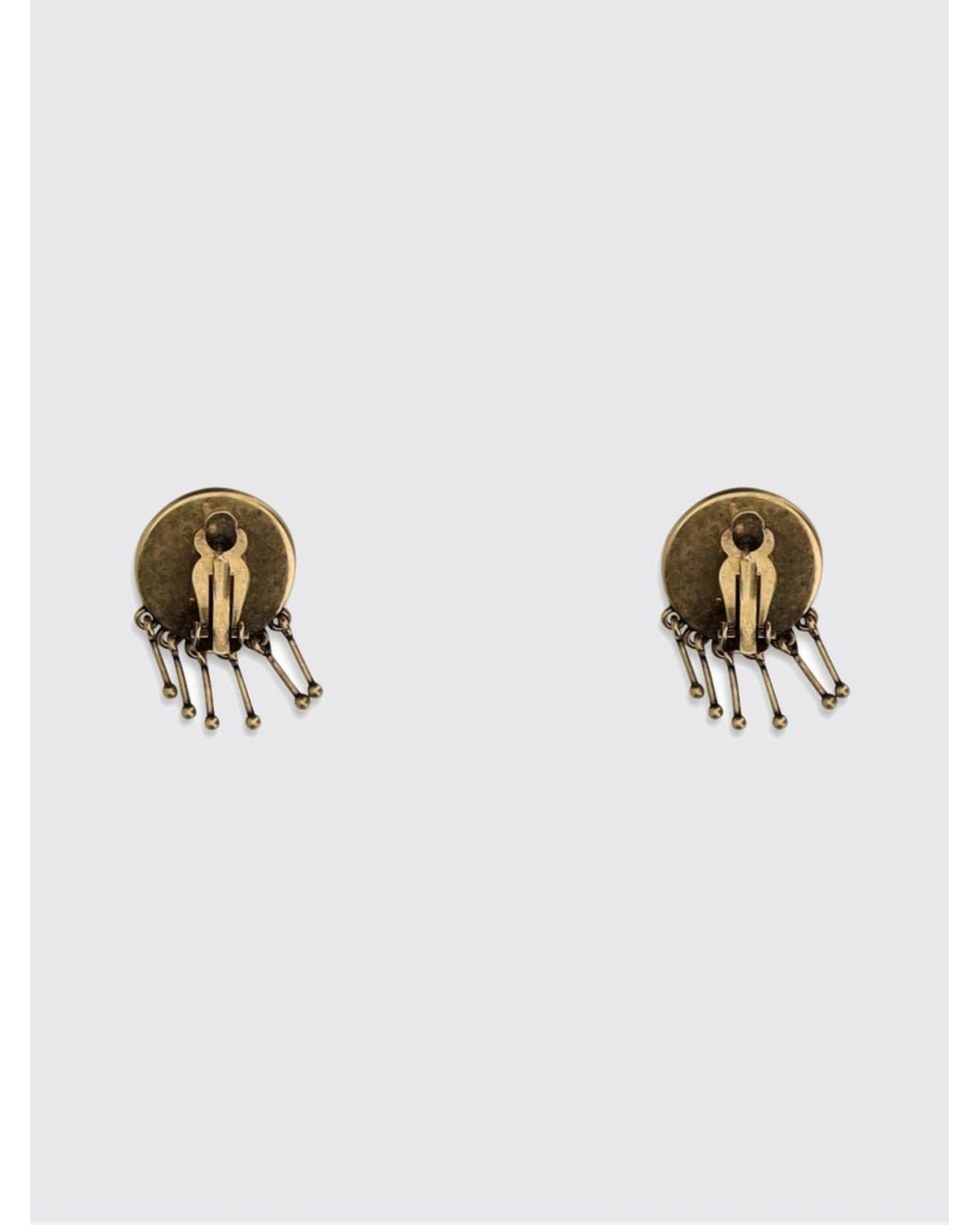 Versace Metallic Medusa Logo Brass Clip-On Dangle Earrings