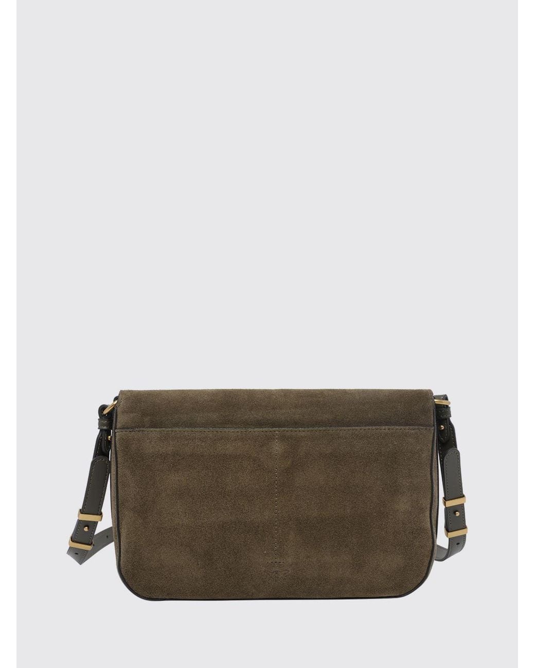 Pinko Gray Mini Love Bag Suede Crossbody Bag With Love Birds Logo