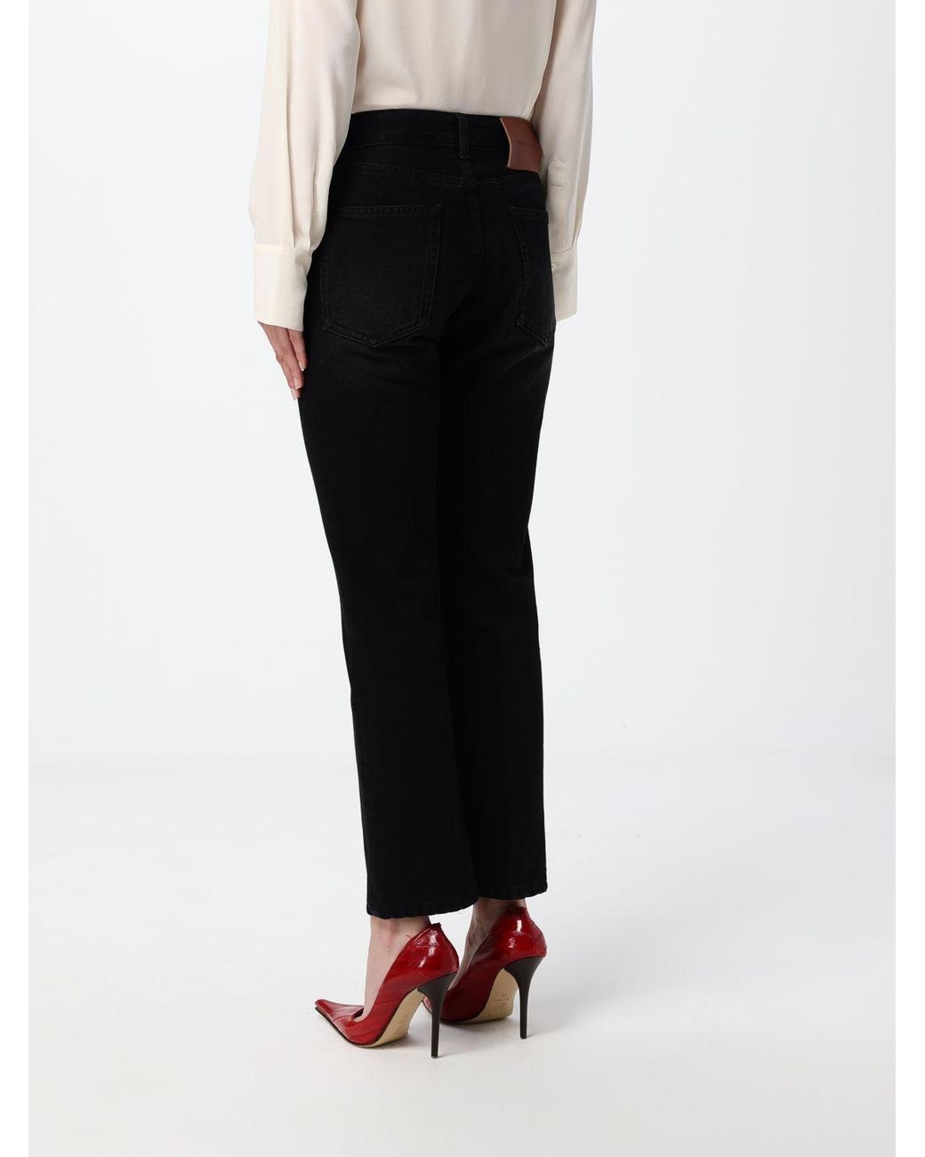 Victoria Beckham Black Mid-Rise Cropped Slim Fit Jeans