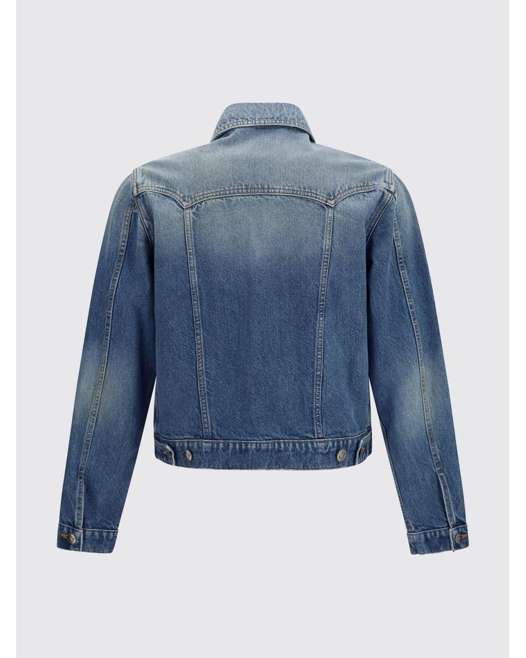 Versace Blue Cotton Denim Shirt Jacket With Patch Pockets for men