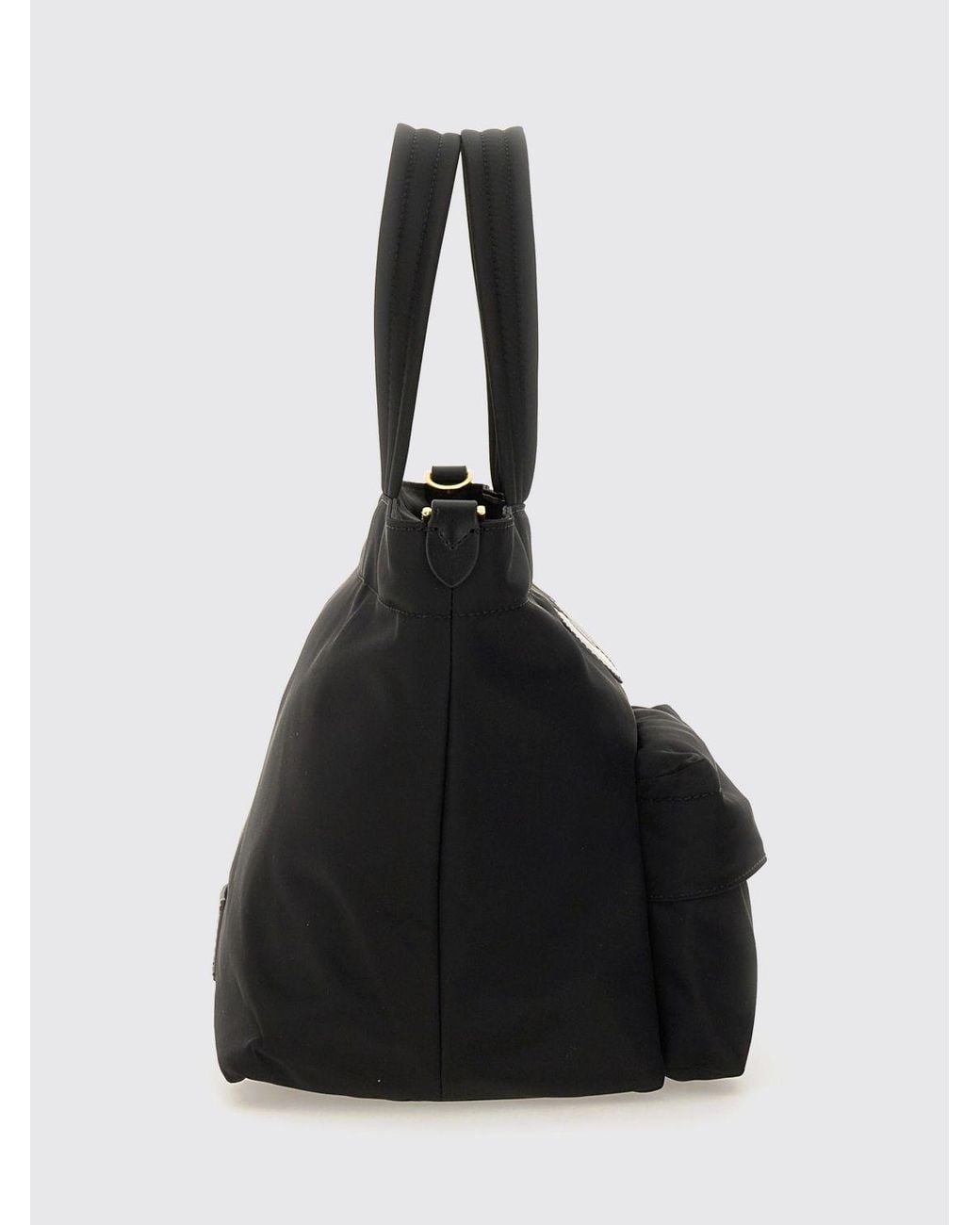 Anya Hindmarch Black Eyes Nylon Handbag With Graphic Print And Removable Shoulder Strap