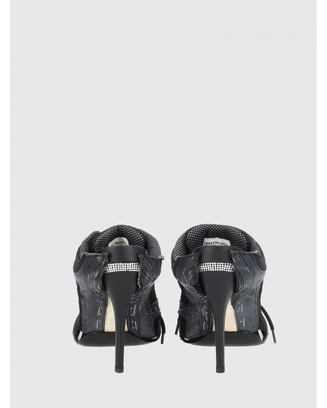 Balenciaga Black Stapler Mesh Mules With Mid Stiletto Heel