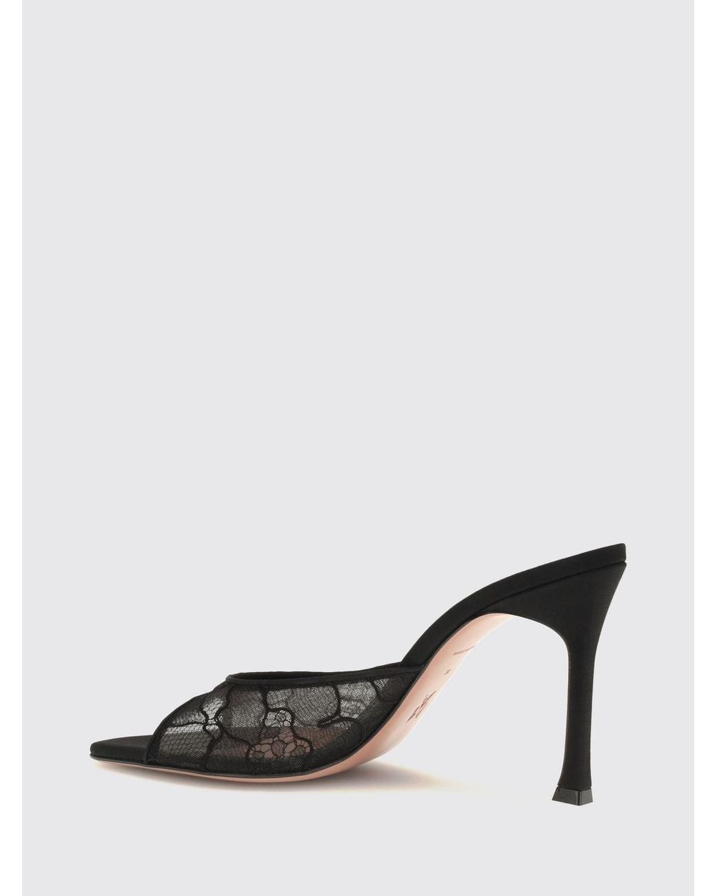 AMINA MUADDI Black Alexa Embroidered Lace Mules With High Stiletto Heel