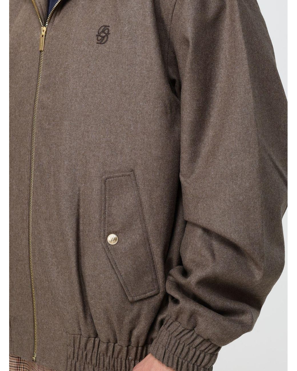 Drole de Monsieur Brown High Neck Virgin Wool Bomber Jacket With Embroidered Logo for men