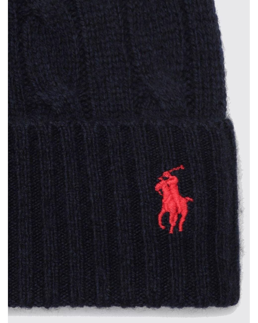 Polo Ralph Lauren Blue Wool And Cashmere Beanie With Embroidered Logo