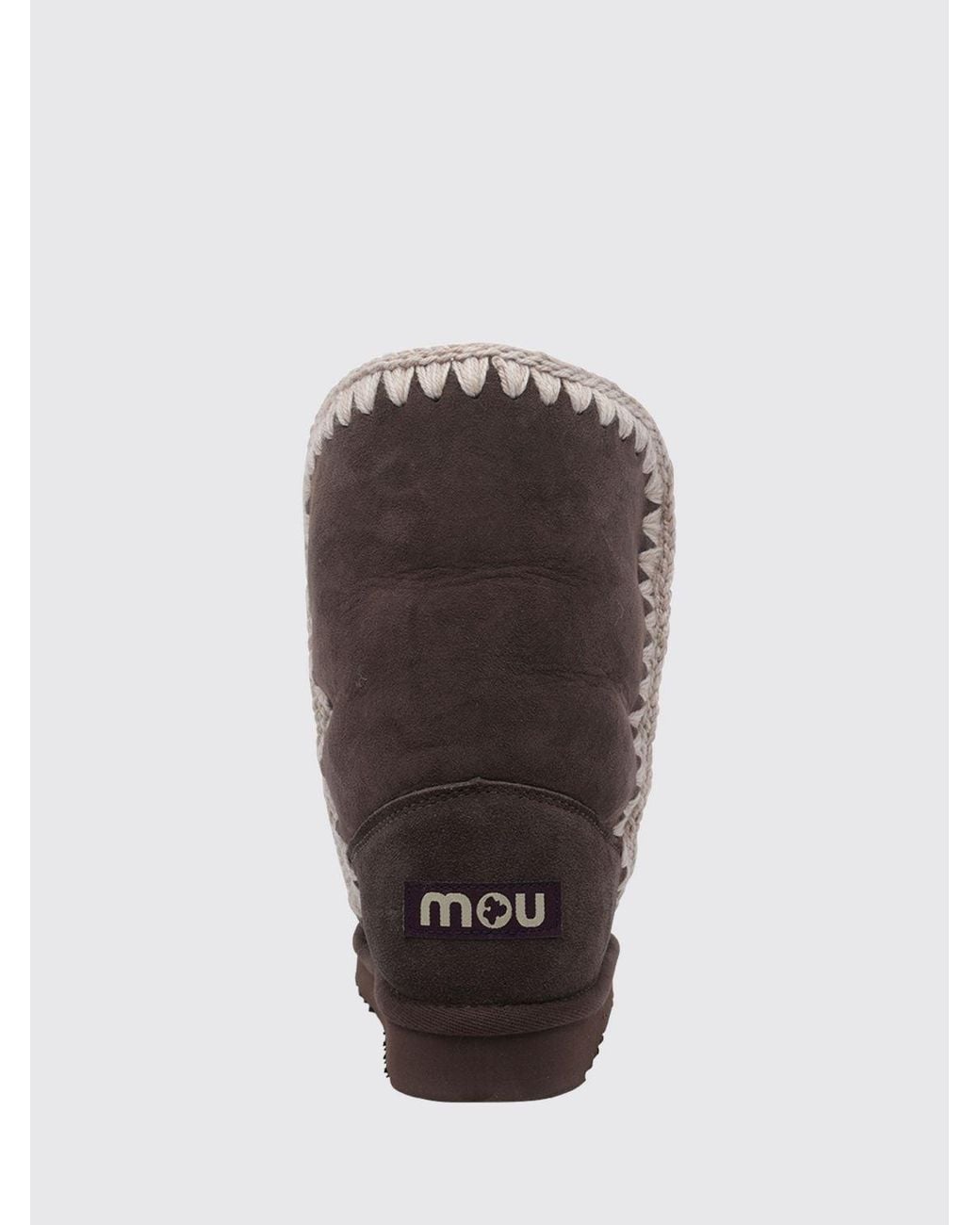 Mou Brown Eskimo Suede Boots With Wool Stitching