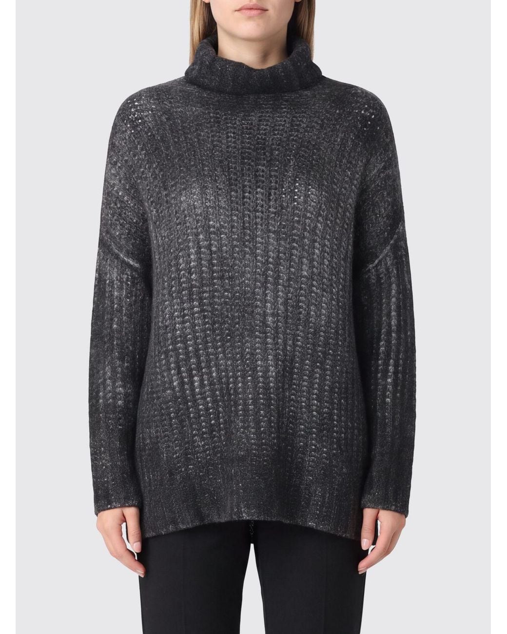 Avant Toi Gray Pure Cashmere Roll Neck Jumper With Dropped Shoulders