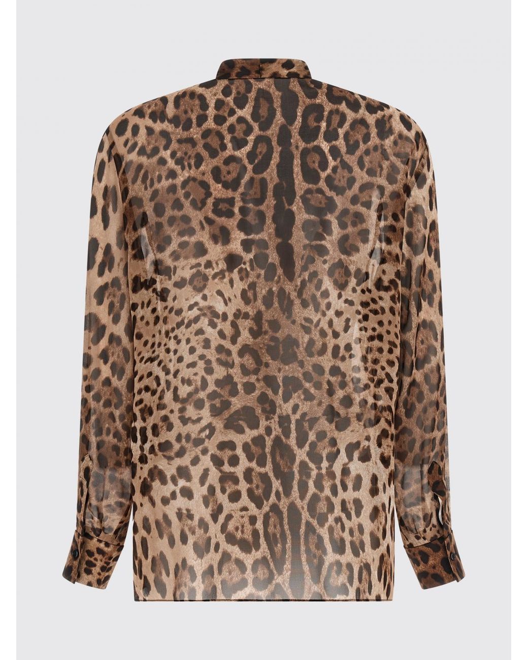 Dolce & Gabbana Brown Dolce &Amp Gabbana Animal Print Silk Blouse With Pussy-Bow Collar