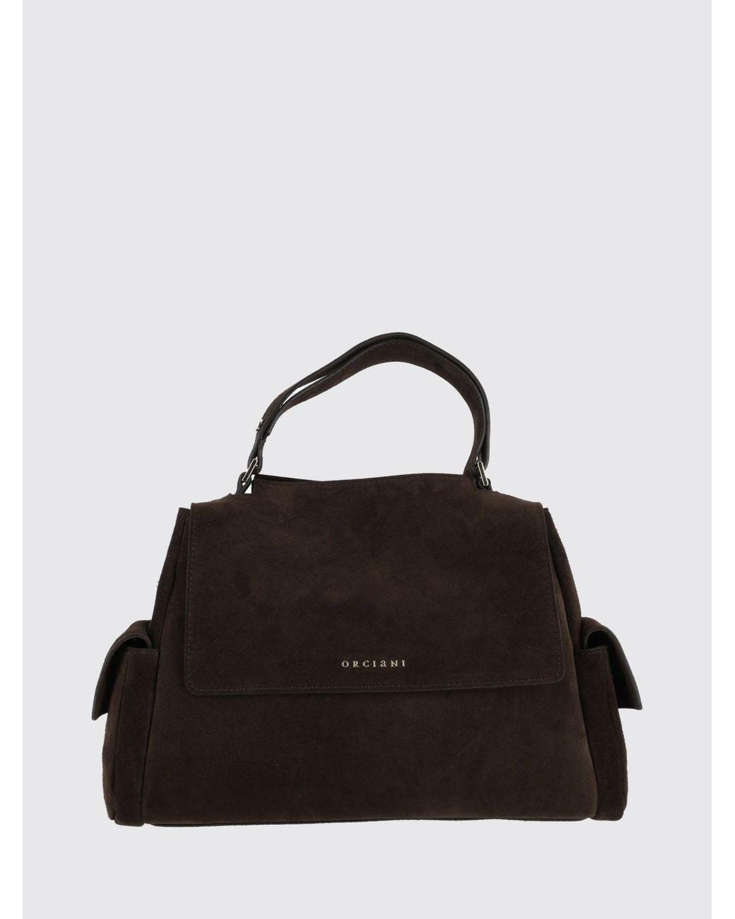 Orciani Black Sveva Suede Shoulder Bag With Magnetic Flap Closure