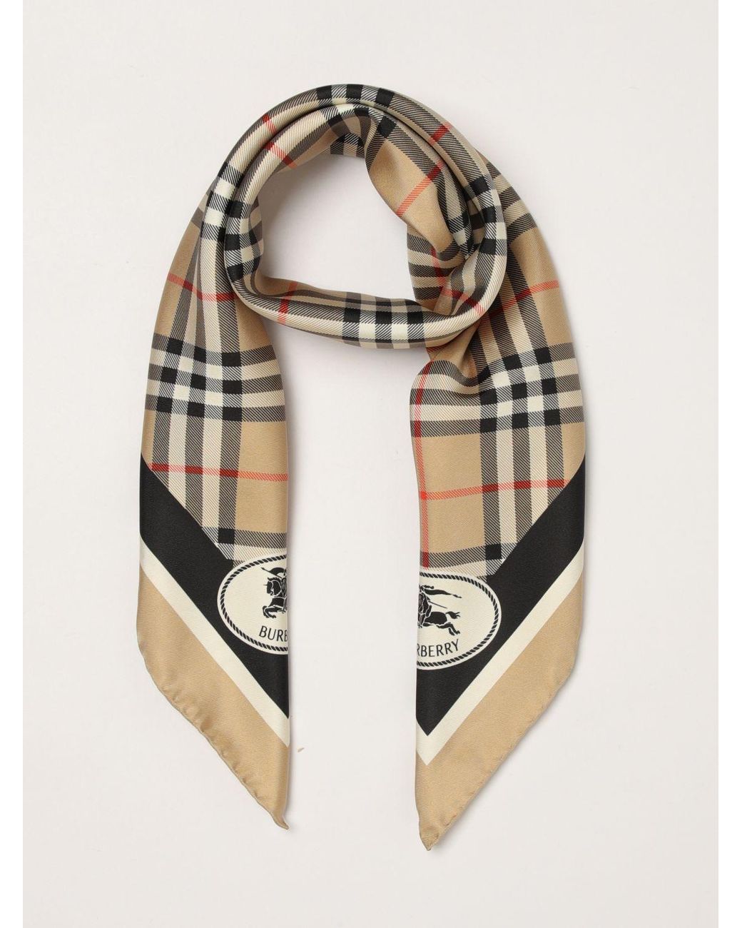 Burberry Natural Check Print Mulberry Silk Square Foulard