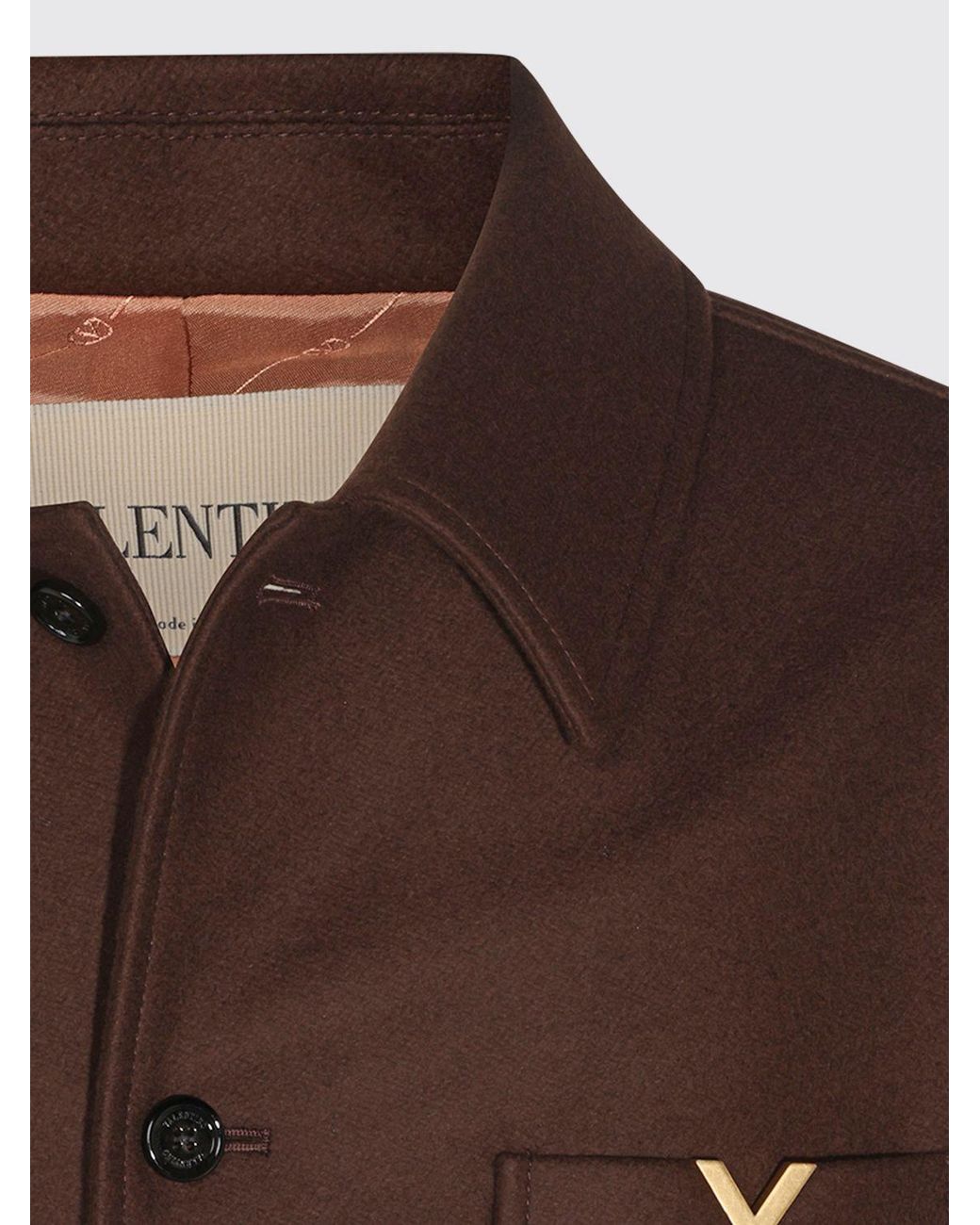 Valentino Garavani Brown Virgin Wool Shirt Jacket With Vlogo Signature for men