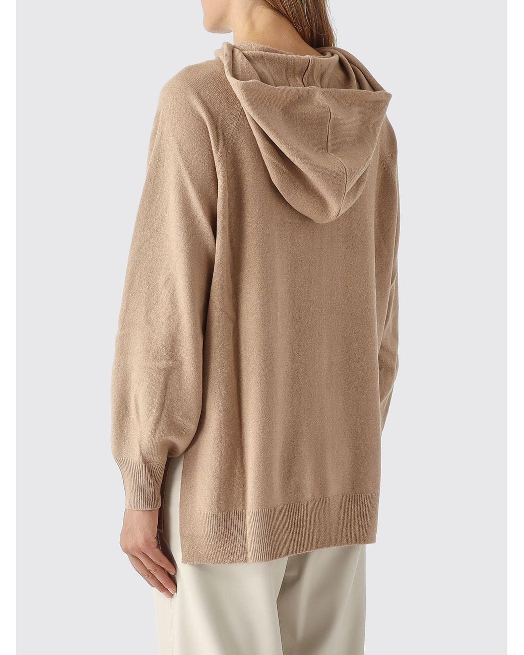 Max Mara Natural V-Neck Hooded Sweater