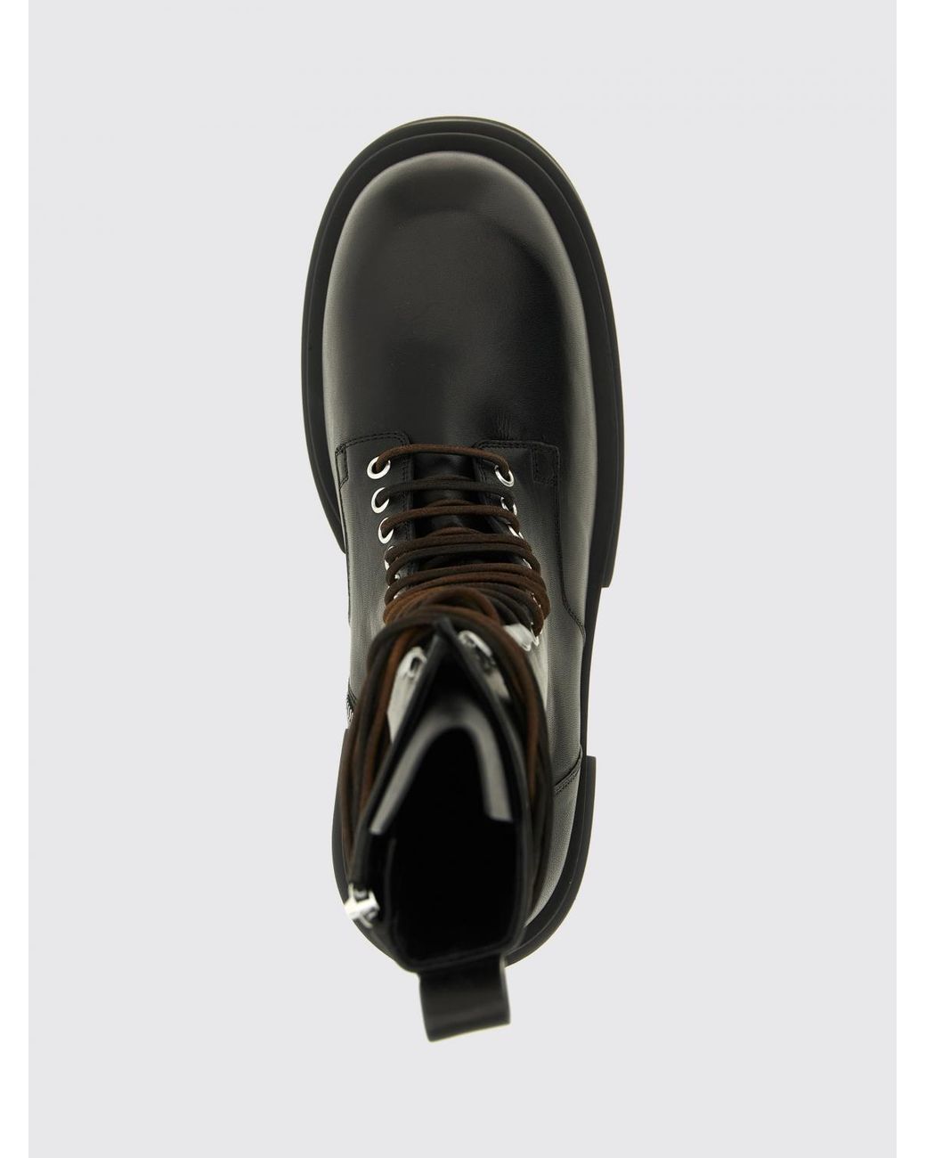 Rick Owens Black Smooth Calfskin Leather Lace-Up Combat Boots With Side Zip for men