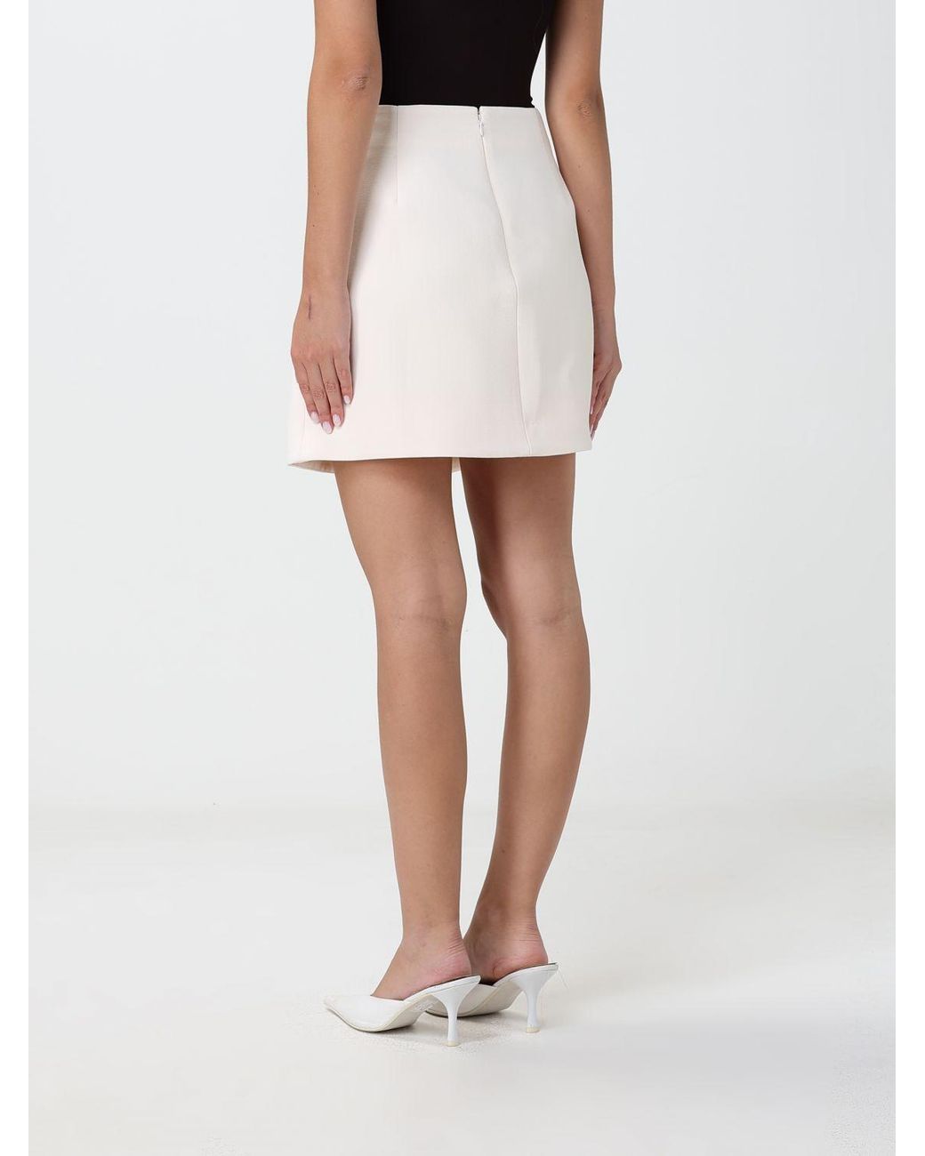 Gucci White High-Waisted Wool Mini Pencil Skirt With Logo Buttons