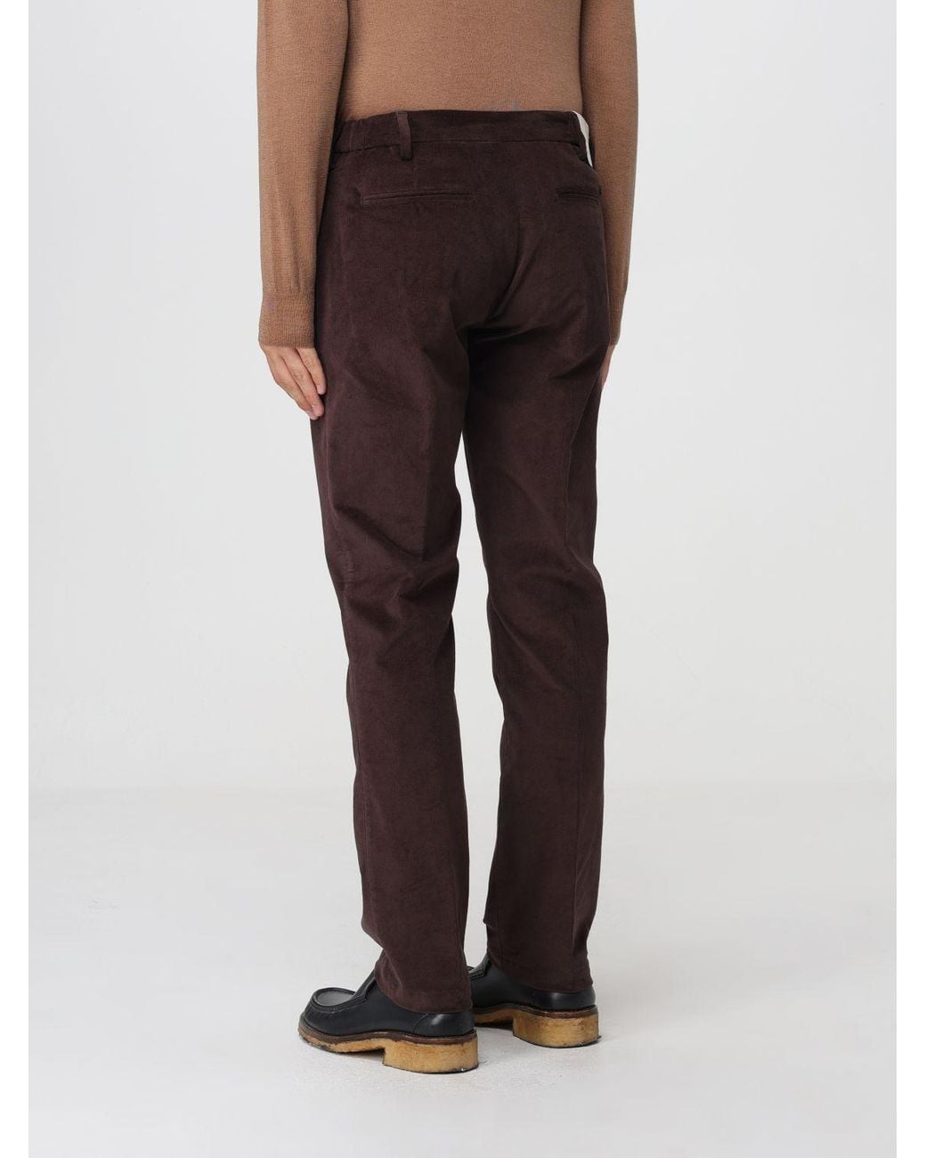 Brooksfield Brown Straight Fit Stretch Cotton Corduroy Trousers for men