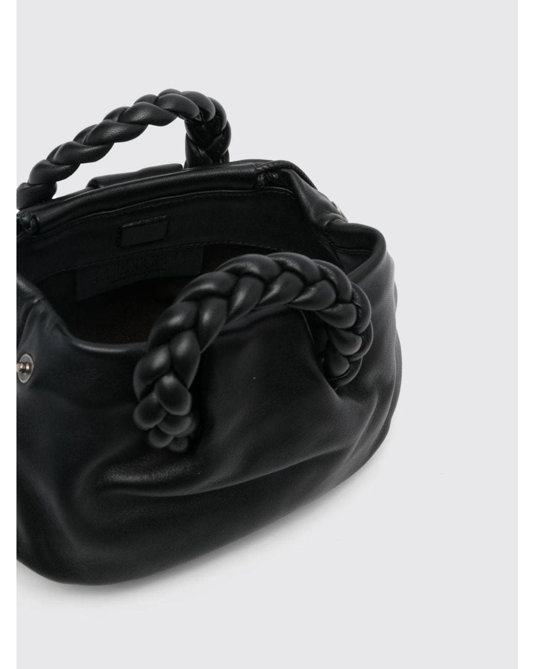 Hereu Black Mini Bombon Lambskin Bag With Braided Handles And Shoulder Strap
