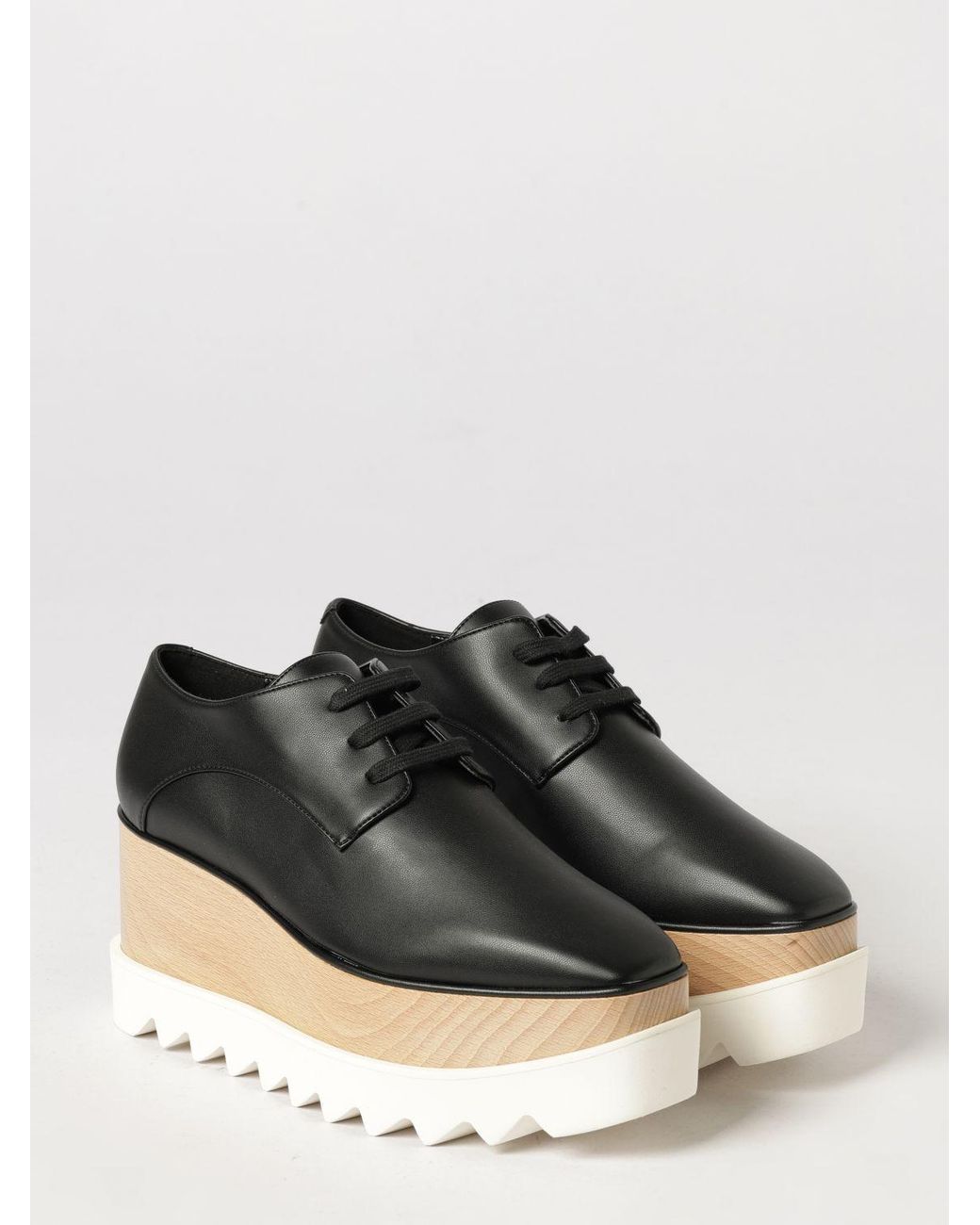 Stella McCartney Black Elyse Faux-Leather Platform Lace-Up Shoes