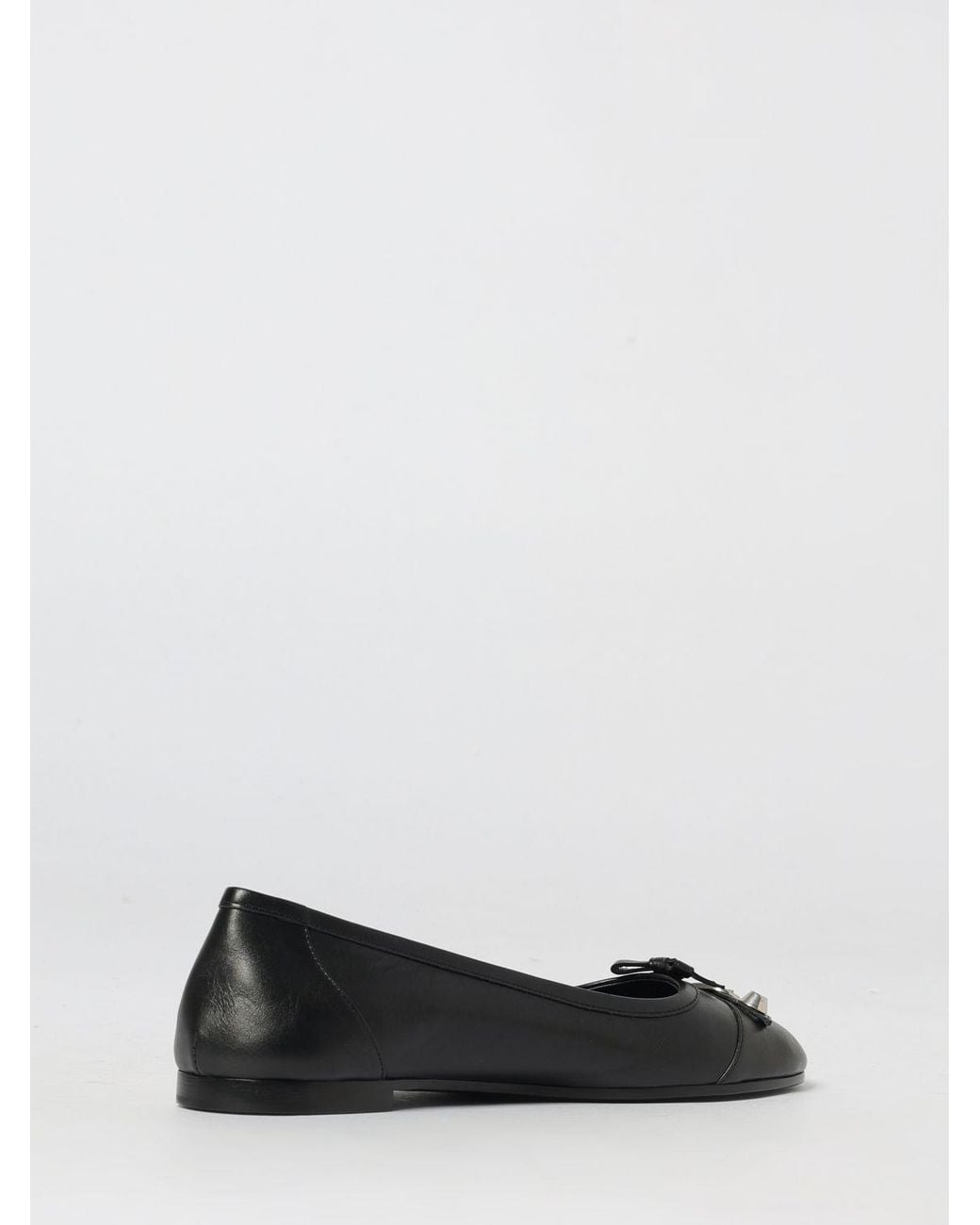Balenciaga Black City Up Leather Ballerinas