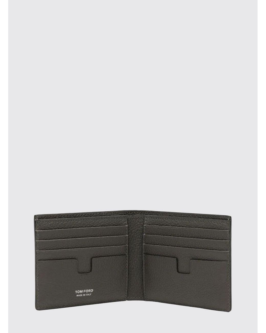Tom Ford White Bifold Calf Leather Wallet With Bill Compartment And Logo for men