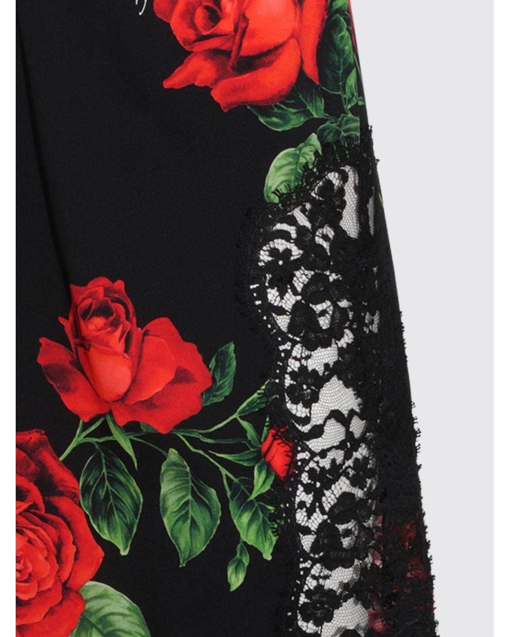 Dolce & Gabbana Black Dolce &Amp Gabbana Silk Midi Pencil Skirt With Floral Embroidery And Lace