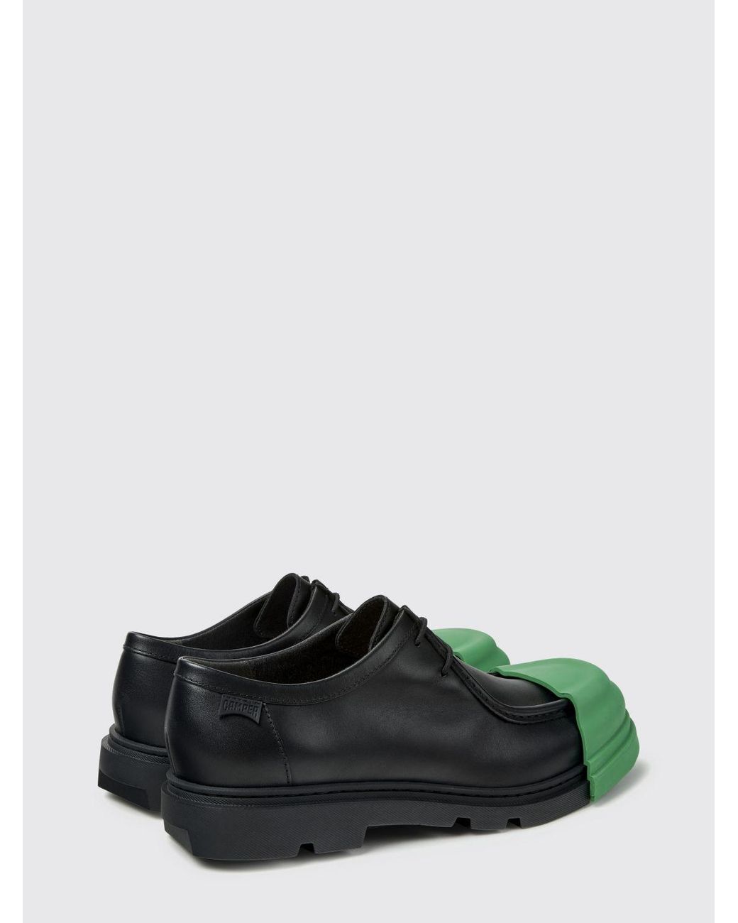 Camper Green Junction Smooth Calfskin Leather Derby Shoes With Rubber Toe for men