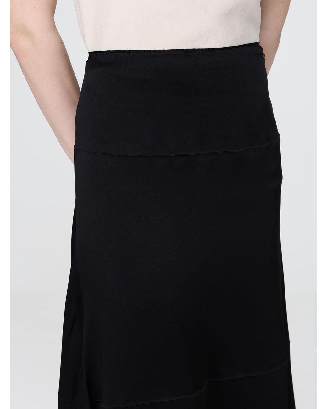Victoria Beckham Black Asymmetric High-Waisted Satin Mini Skirt