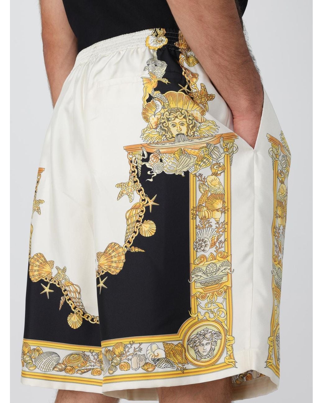 Versace Multicolor Coral Theatre Silk Shorts for men