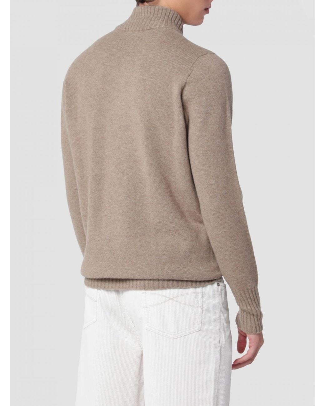 Drumohr Gray Pure Lambswool High-Neck Half-Zip Jumper for men