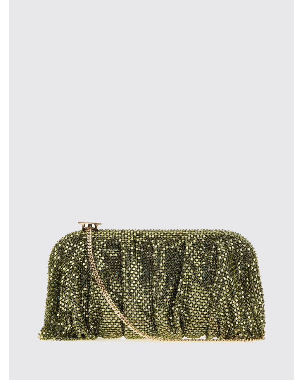 Benedetta Bruzziches Green Venus La Grande Rhinestone Aluminum Mesh Clutch