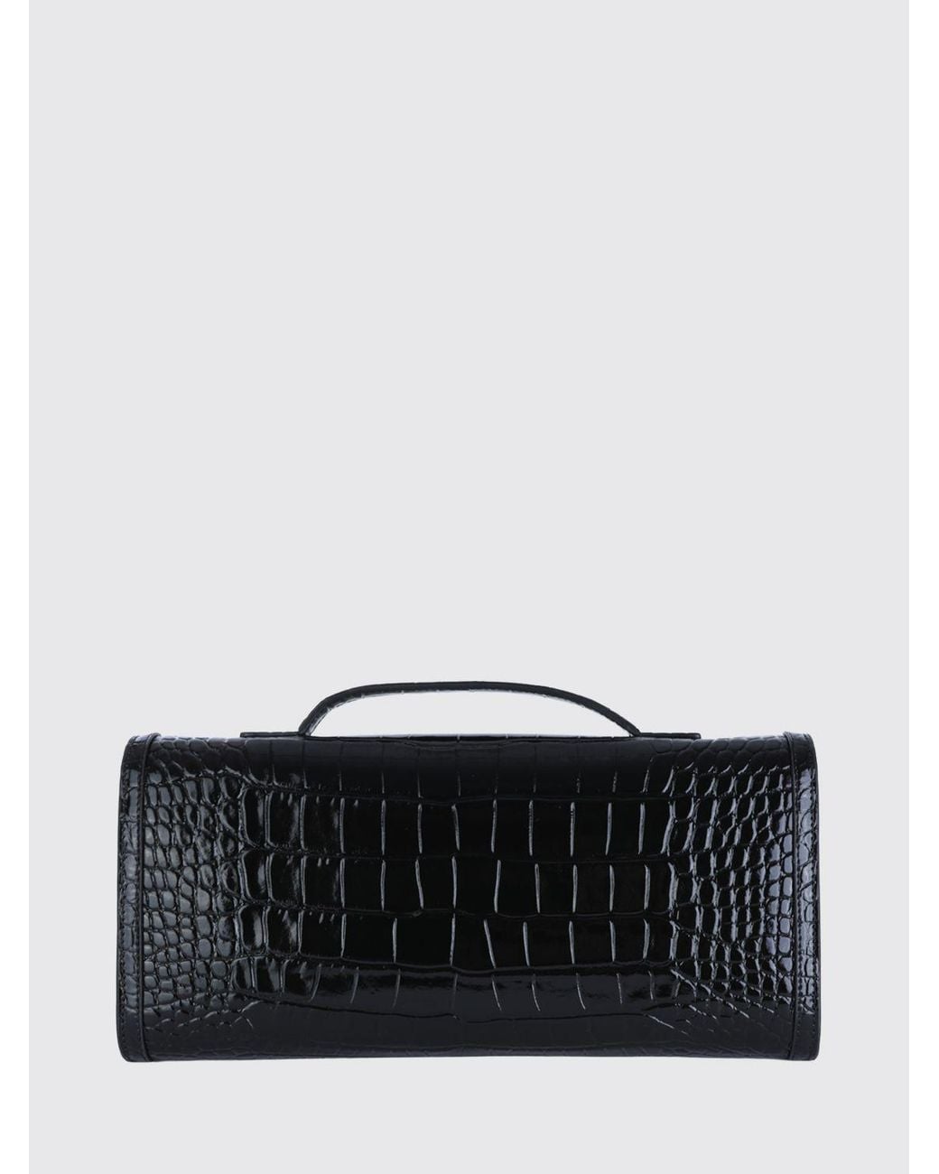 Roger Vivier Black Belle Vivier Croc-Effect Calfskin Clutch With Top Handle