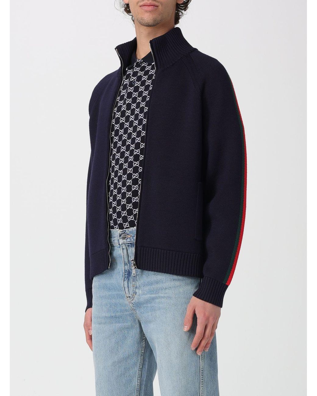 Cardigan En Mélange De Laine Gucci pour homme en coloris Blue
