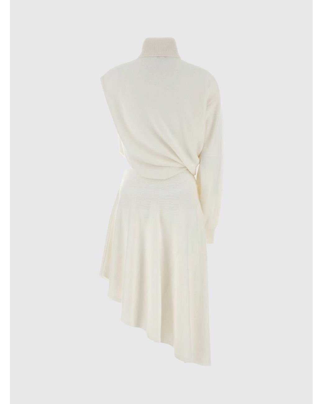 Alaïa Natural Asymmetric Virgin Wool Dress