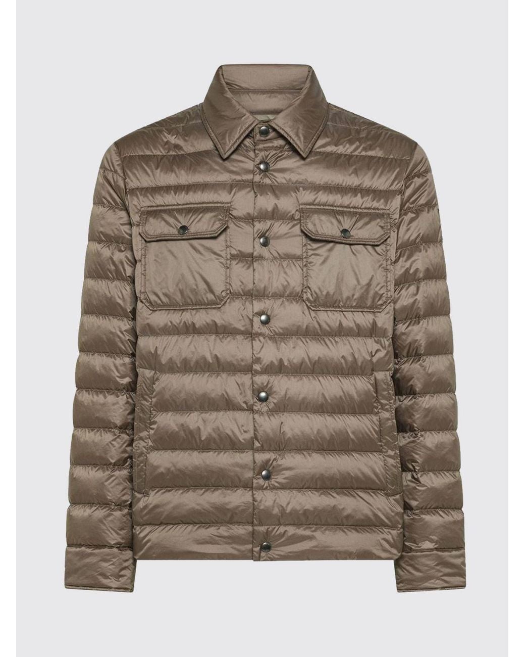 Seventy Brown Quilted Nylon Shirt Jacket With Thermal Padding for men