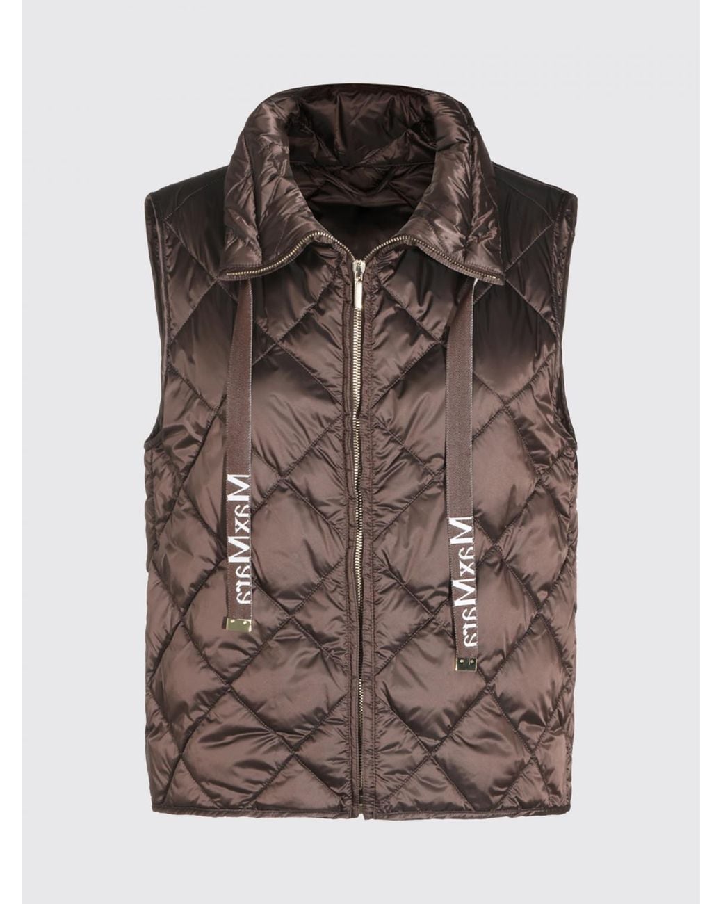 Max Mara Brown Tregic High-Neck Quilted Nylon Padded Gilet