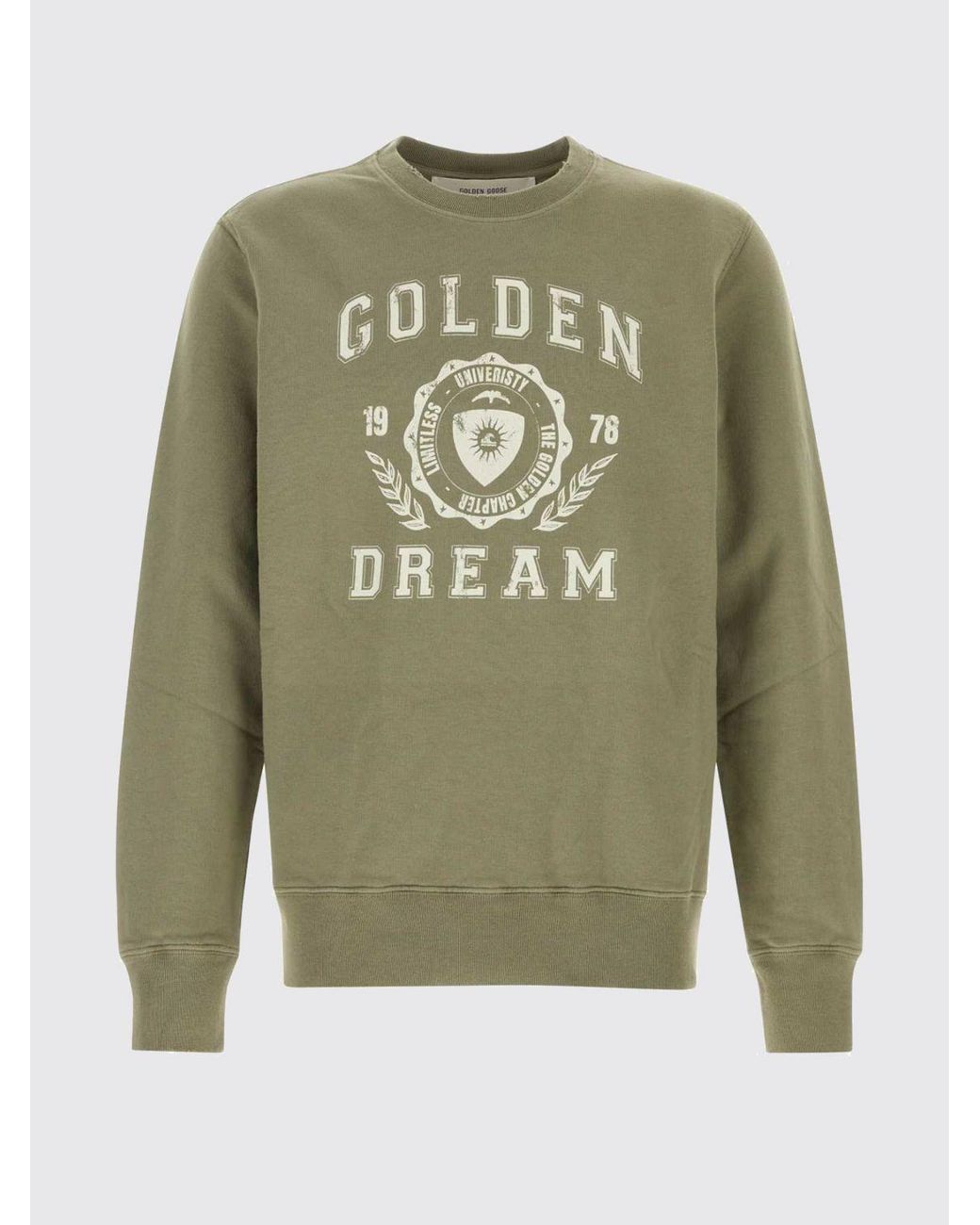 Golden Goose Deluxe Brand Green Crewneck Cotton Sweatshirt With Contrasting Logo for men