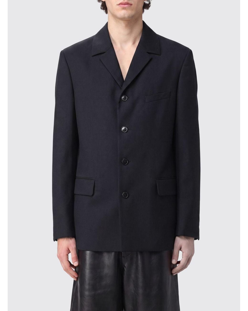 Dries Van Noten Blue Single-Breasted Cotton And Wool Blazer With Peak Lapels for men