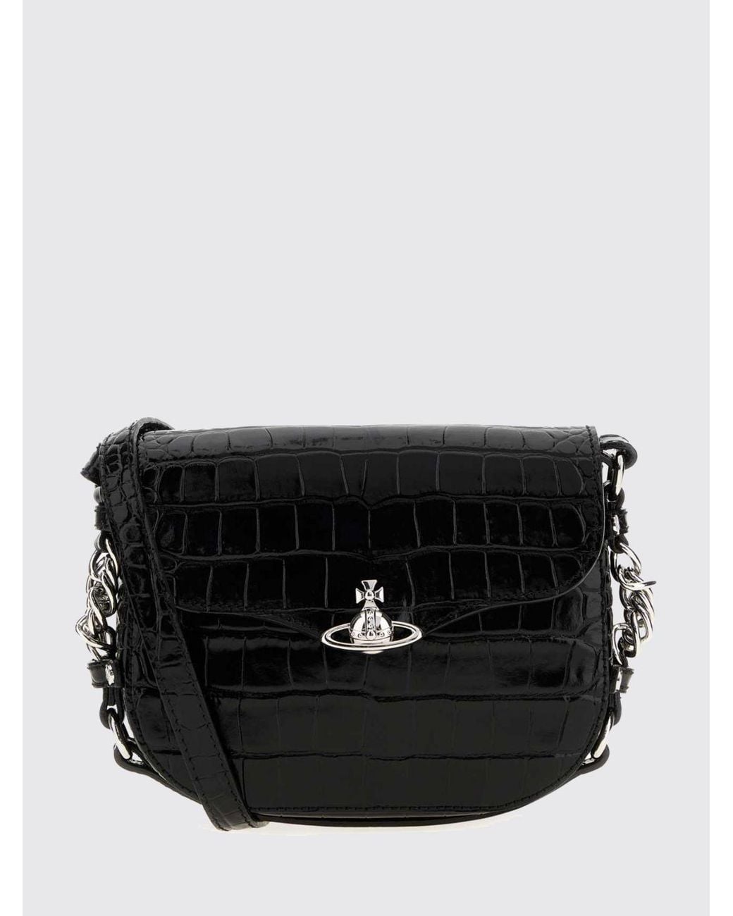 Vivienne Westwood Black Hunter Croc-Effect Leather Mini Crossbody Bag