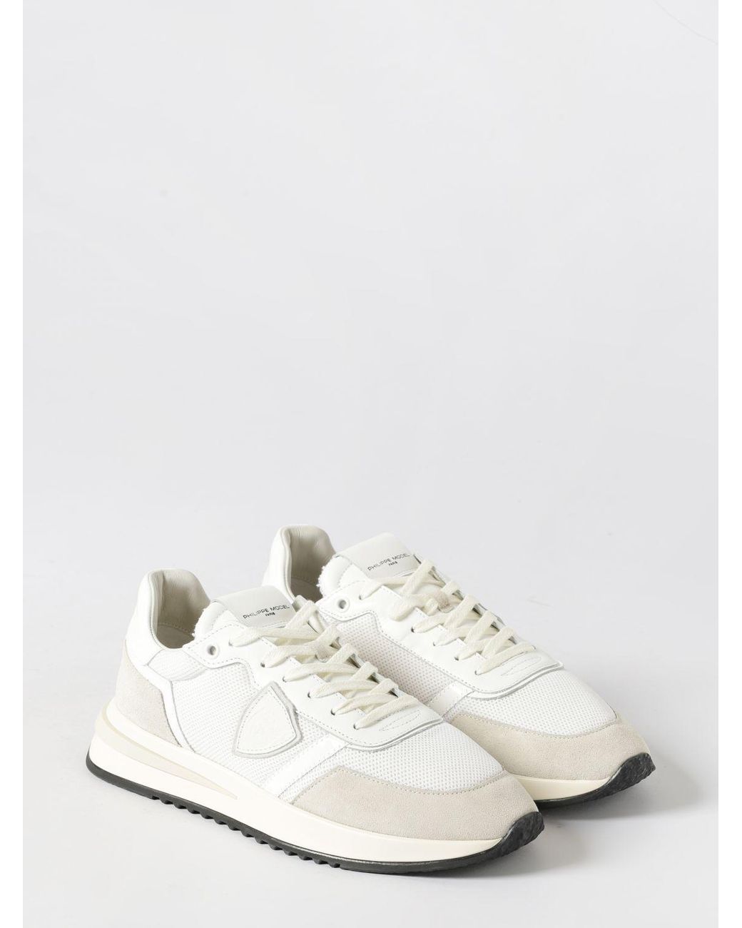 Baskets Basses En Cuir De Veau Et Mesh Au Design Bicolore Philippe Model pour homme en coloris White